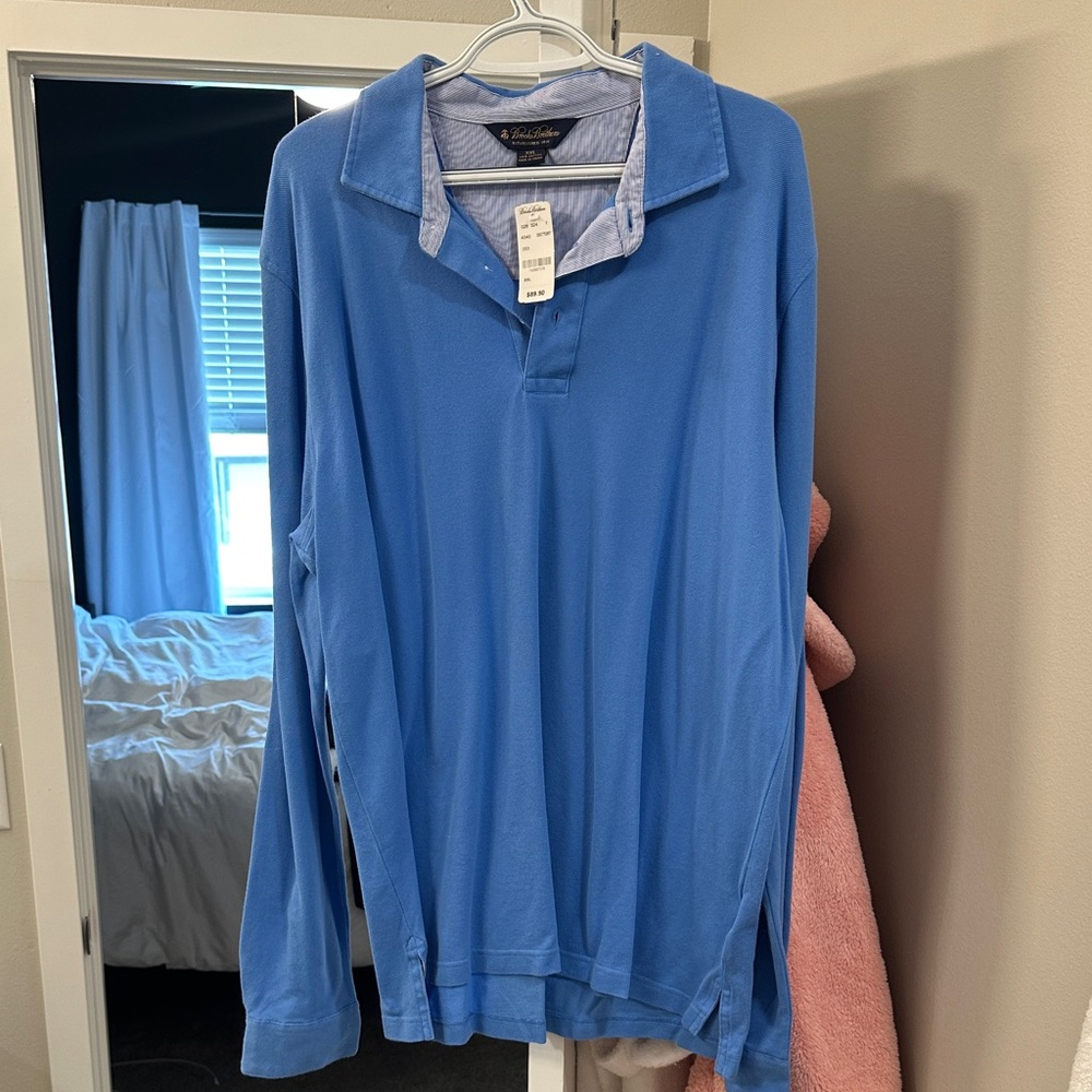 Brooks Brothers Men's Blue Long Sleeve Polo